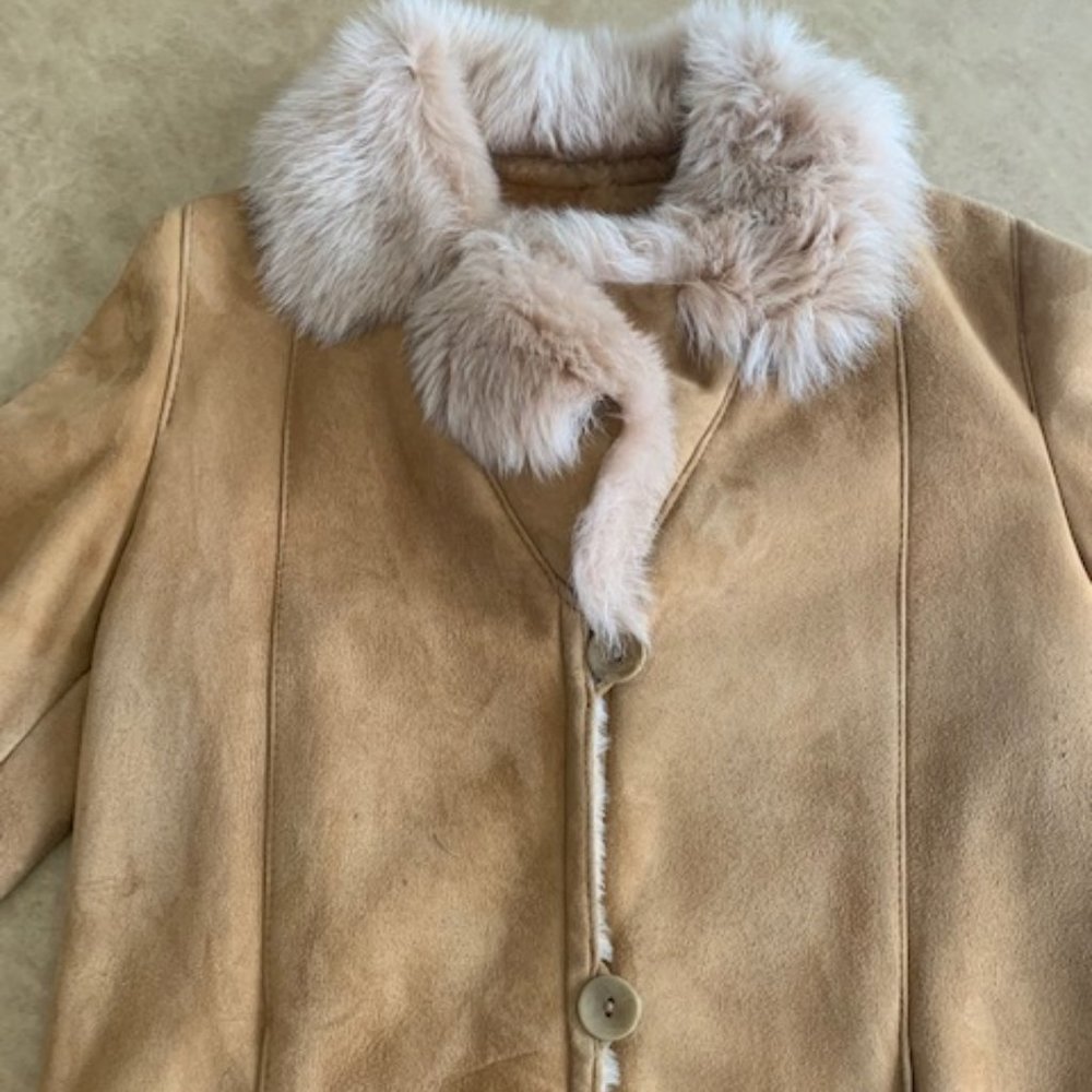 Blue Duck Tan Shearling Jacket Size MED